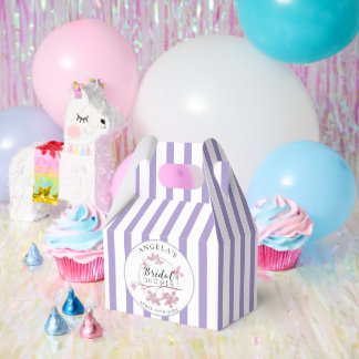 Caja Para Regalos Baño de novia de rayas parisinas de lavanda