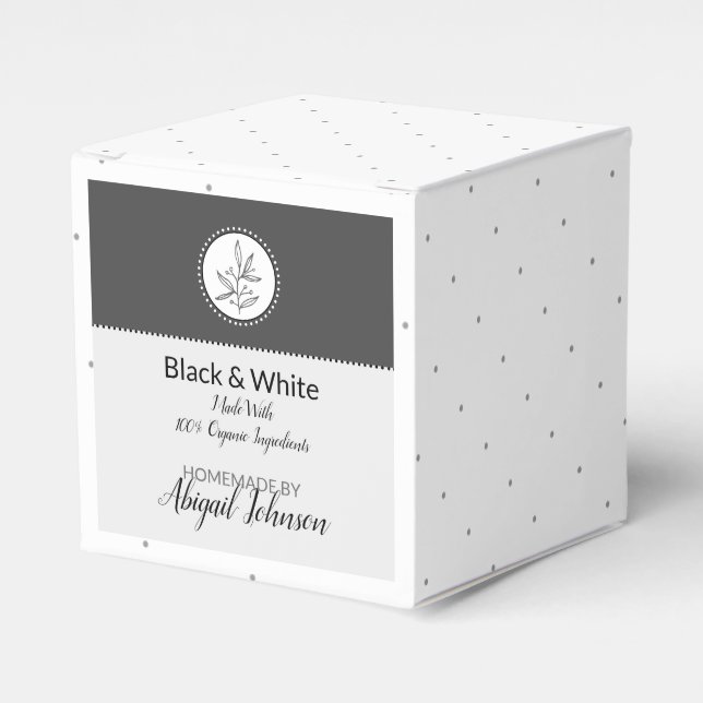 Caja Para Regalos Baño y embalaje corporal caseros | Blanco y negro (Costado Anverso)