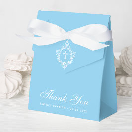 Caja Para Regalos Baptism Baby Blue Boy Christening - Cross in Crest