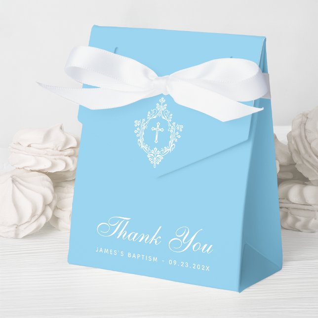 Caja Para Regalos Baptism Baby Blue Boy Christening - Cross in Crest (Subido por el creador)