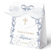 Baptism elegant blue bow