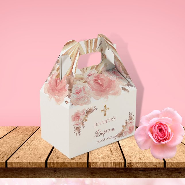 Caja Para Regalos Baptism pampas pasto cruz floral rubia (Subido por el creador)