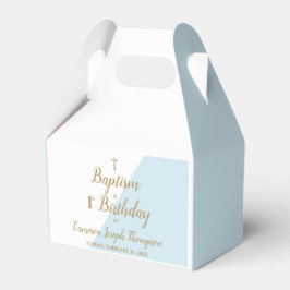 Caja Para Regalos Baptismo 1er cumpleaños bebé niño oro azul gracias