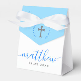 Caja Para Regalos Baptismo azul Christening Naming Cross