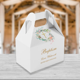 Caja Para Regalos Baptismo Christening Watercolor Floral Gold Script