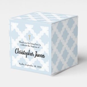 Caja Para Regalos Baptismo de niño de Blue Gold Cross Personalizado