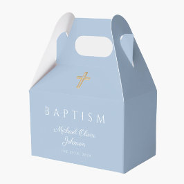 Caja Para Regalos Baptismo de travesía religiosa azul bebé