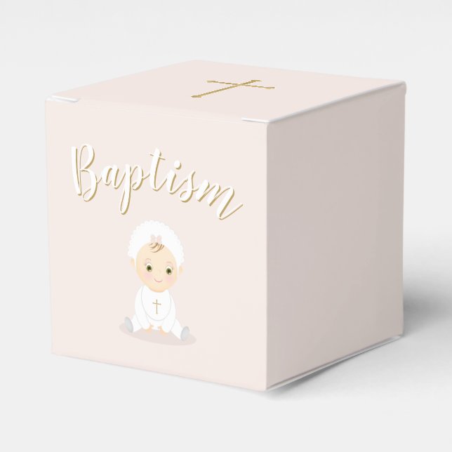 Caja Para Regalos Baptismo Niña Bebé con Bonnet (Costado Anverso)