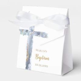 Caja Para Regalos Baptismo polvoriento azul agante cruz sagrada