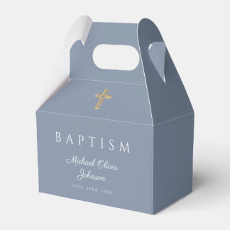 Caja Para Regalos Baptismo religioso de chico azul turbio