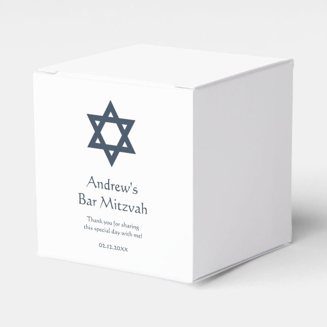 Caja Para Regalos Bar azul oscuro Mitzvah Personalizado (Costado Anverso)