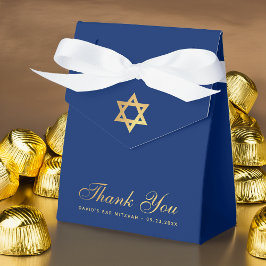 Caja Para Regalos Bar Mitzvah Azul Real Guión de Agradecimiento Estr