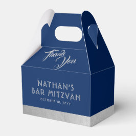 Caja Para Regalos Bar Mitzvah Blue & Silver Gracias