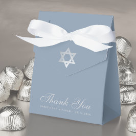 Caja Para Regalos Bar Mitzvah Dusty Blue Faux Silver Star Gracias