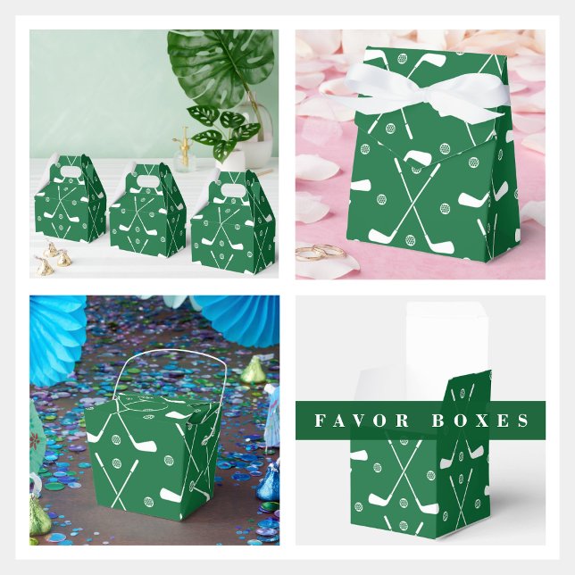 Caja Para Regalos Barco De Golf Y Fondo Verde (green golf pattern favor box the perfect gift and having four different boxes. )