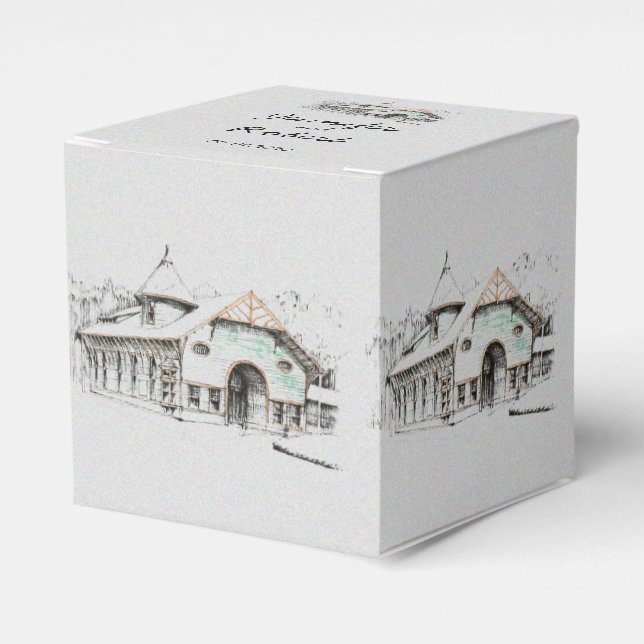Caja Para Regalos Barn Sketch Wedding Favor Box (Costado Anverso)