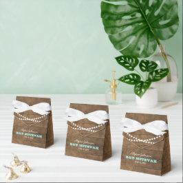 Caja Para Regalos Barnwood Luces Bat Verde azulada Bat Mitzvah Favor