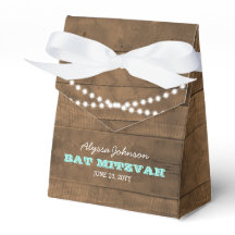 Barnwood Luces Bat Verde azulada Bat Mitzvah Favor
