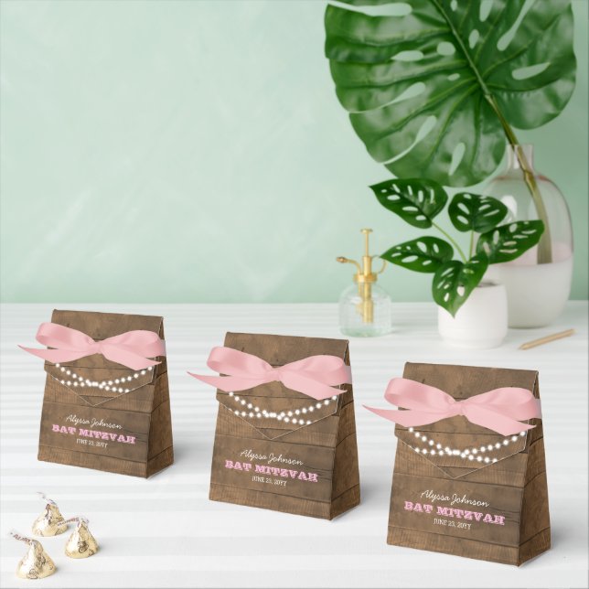 Caja Para Regalos BarnwoodLights Bat rosa Mitzvah Favor Box (Múltiple)