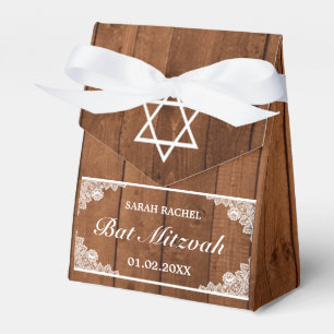 Caja Para Regalos Barras rusas de madera y encaje blanco Mitzvah