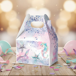 Caja Para Regalos Bash de cumpleaños de sirena mágica submarina