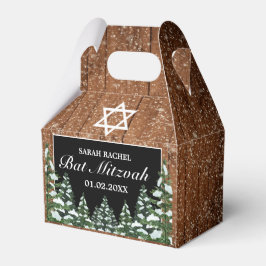 Caja Para Regalos Bat Mitzvah de Black Snowy Wood & Forest Pine Bar