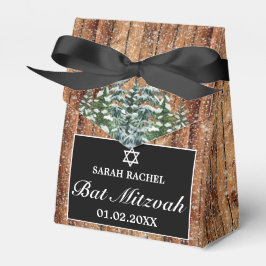 Caja Para Regalos Bat Mitzvah de Black Snowy Wood & Forest Pine Bar