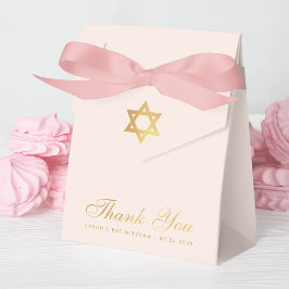 Caja Para Regalos Bat Mitzvah Estrella de David Rosa Dorado Agradeci