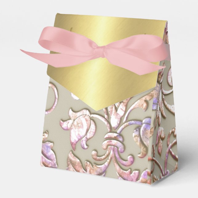 Caja Para Regalos Bat Mitzvah Multi "Grabado en relieve" Damask (Front Side)