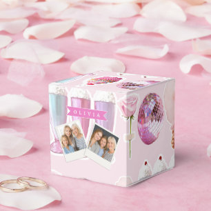 Caja Para Regalos Batido Retro Rosa Personalizado Monada Adorable