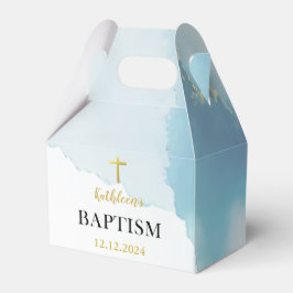 Caja Para Regalos Bautismo azul elegante y moderno