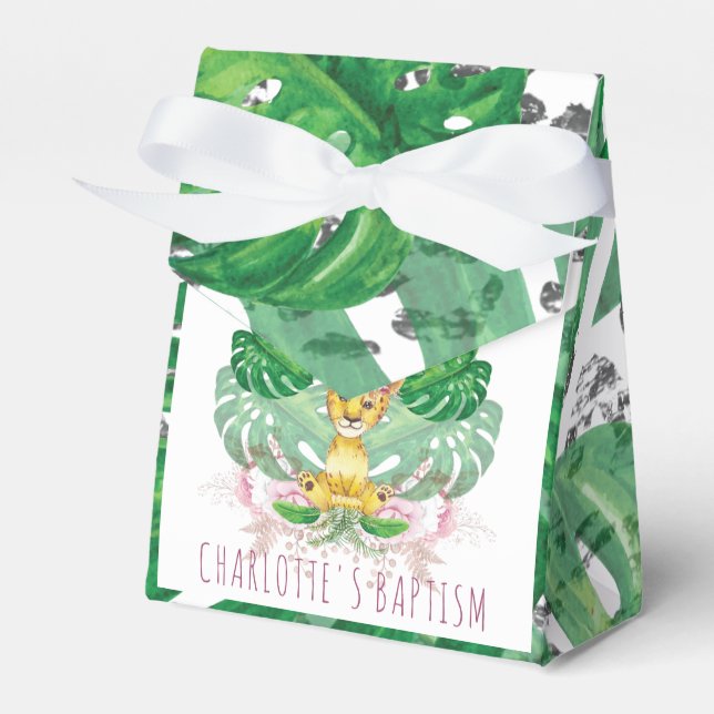 Caja Para Regalos Bautismo chica o Ilustracion de león de cumpleaños (Front Side)