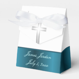 Caja Para Regalos Bautismo comunitario azul y blanco