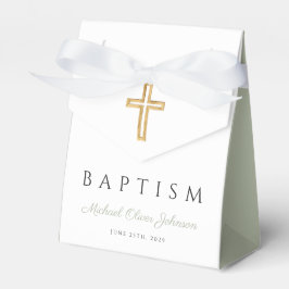Caja Para Regalos Bautismo de escritura verde de cruces religiosas
