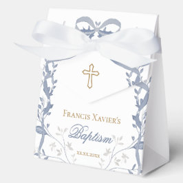 Caja Para Regalos Bautismo lazo azul elegante