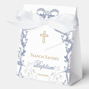 Caja Para Regalos Bautismo lazo azul elegante