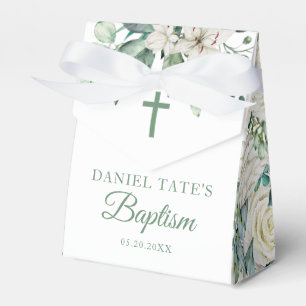 Caja Para Regalos Bautismo y cristianismo flores blancas Eucalipto