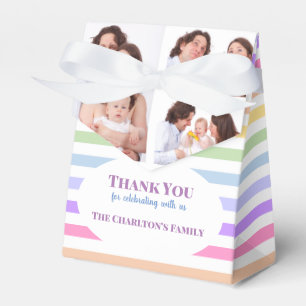 Caja Para Regalos Bautizo 3 Secciones Foto Personalizada Arcoíris