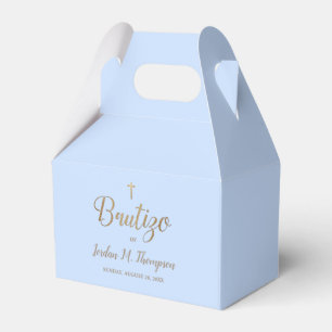 Caja Para Regalos Bautizo Blue Gold Cross Español Baptism Boy