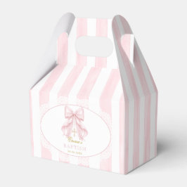 Caja Para Regalos Bautizo de lazo rosa elegante