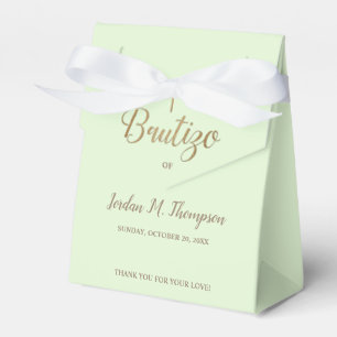 Caja Para Regalos Bautizo Green Gold Cross Bautismo
