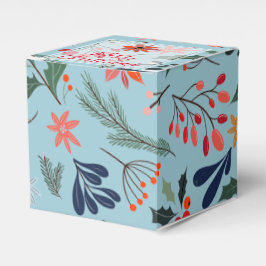 Caja Para Regalos Bayas Hojas de Poinsettia Navidad Gracias