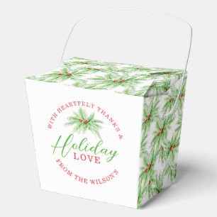 Caja Para Regalos Bayas rojas arte de acuarela de acebo verde Navida