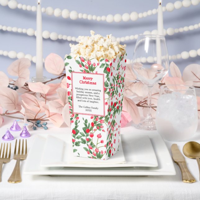 Caja Para Regalos Bayas Rojas | Mensaje Sincero | Feliz Navidad (Boda)