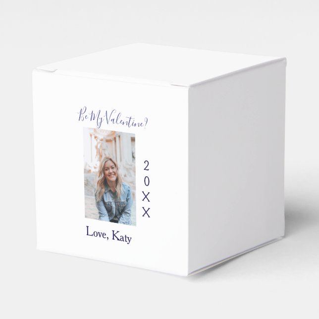 Caja Para Regalos Be my valentine love name purple year photo simple (Costado Anverso)