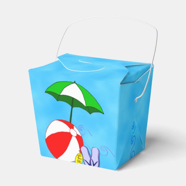 Caja Para Regalos Beach Ball Pool Casilla Paraguas Party Favorito Bo (Front Side)