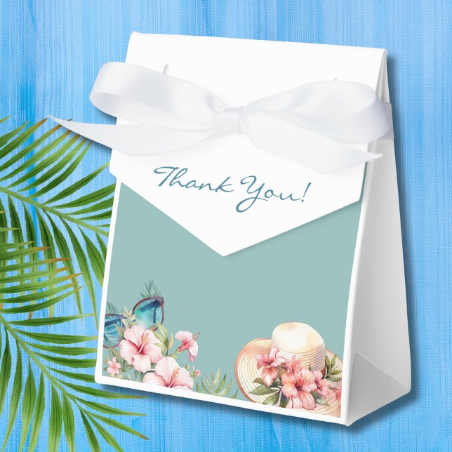 Caja Para Regalos Beach Pink Floral Blue Tropical Bridal Shower (Subido por el creador)