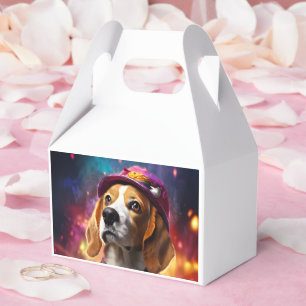 Caja Para Regalos Beagle en un Gorra rosado