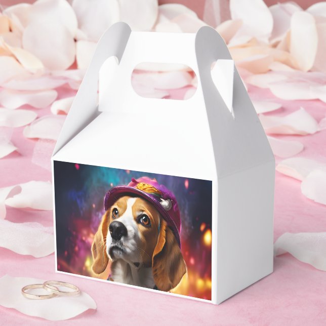Caja Para Regalos Beagle en un Gorra rosado (Boda)