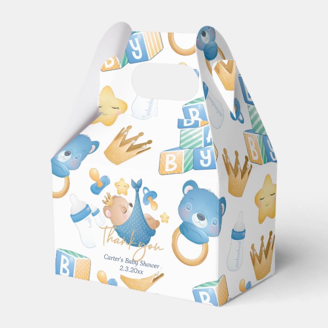 Caja Para Regalos Bear Baby Boy Pastel Baby Shower personalizado (Front Side)